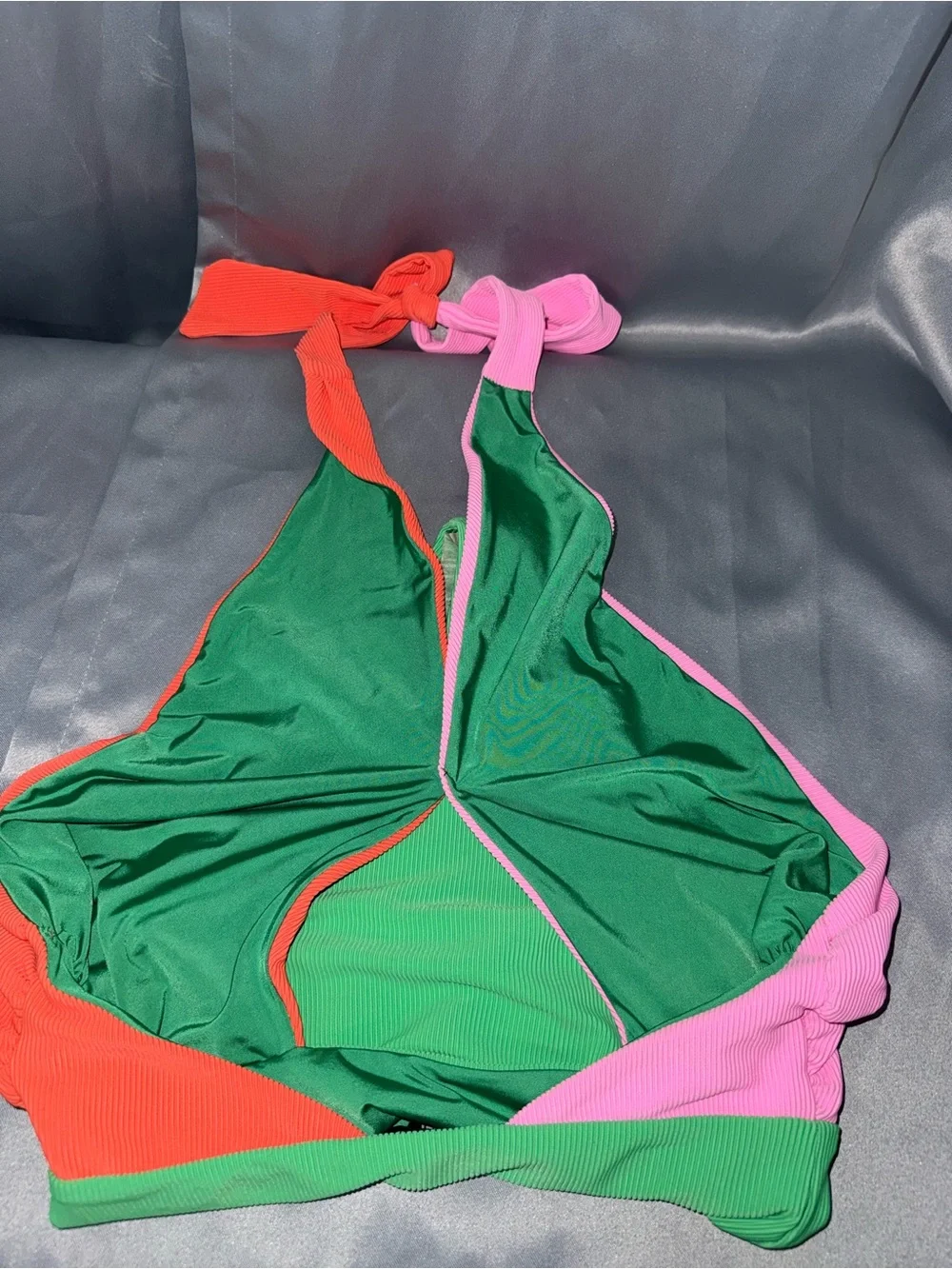 Beach Riot Ribbed Colorblock One-Piece in Green, Pink & Orange - Picture 5 of 7